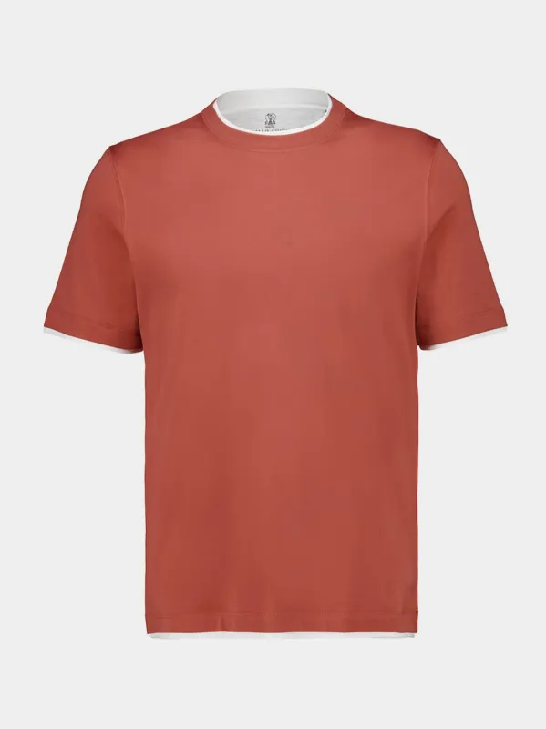 Medium Orange Faux-Layered T-Shirt made by Fashion Clinic