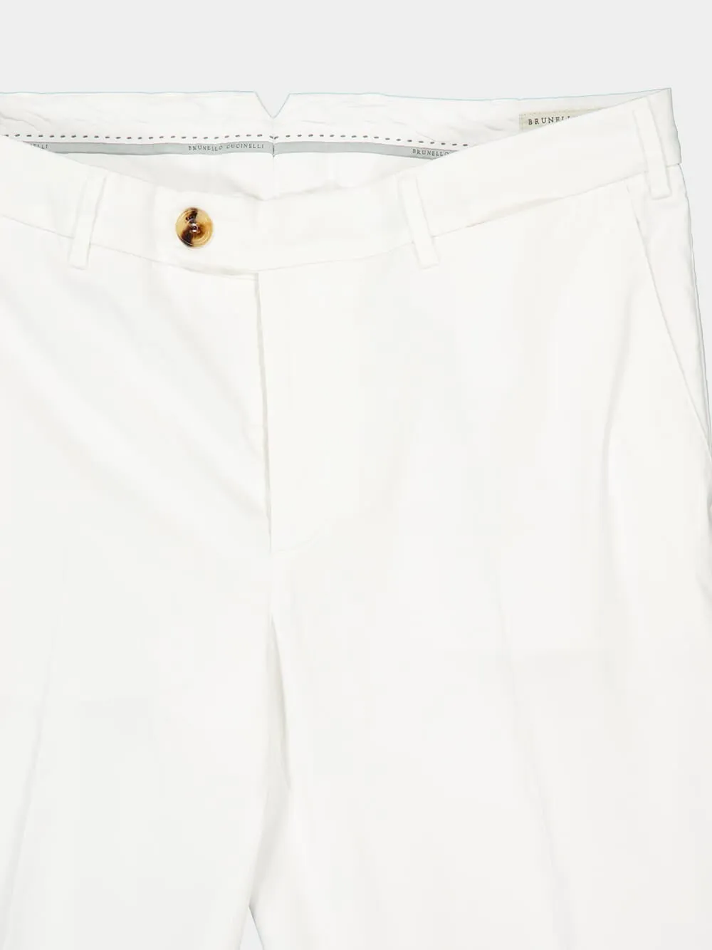 White Italian Fit Cotton Trousers sold by Fashion Clinic product image thumbnail 5