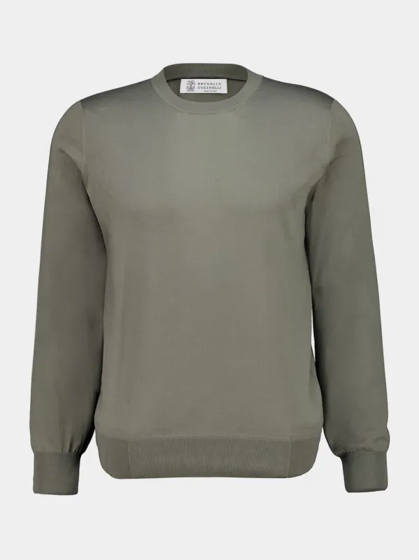 Khaki Lightweight Cotton Sweater sold by Fashion Clinic