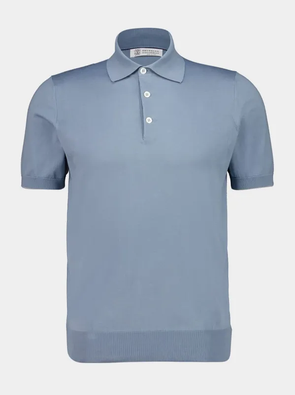 Light Blue Cotton Polo Shirt sold by Fashion Clinic