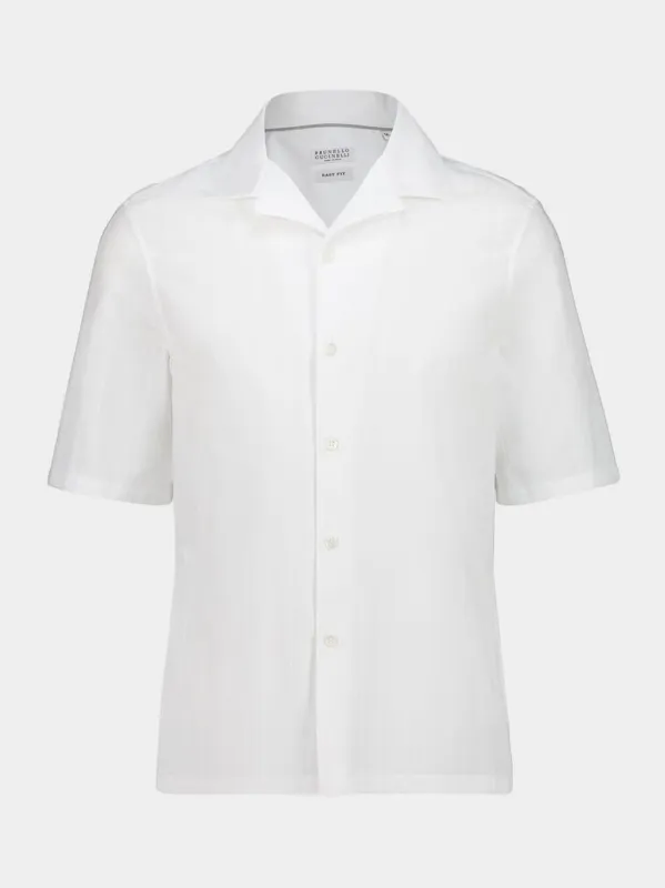 White Cotton Short-Sleeve Shirt sold by Fashion Clinic