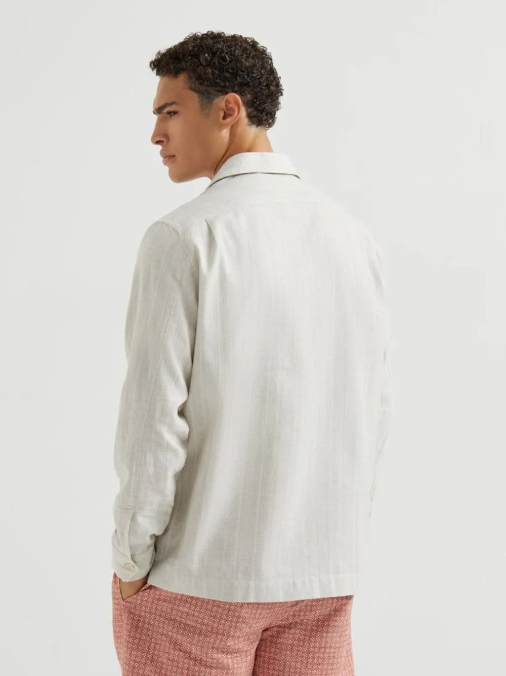 Rope Cotton and Linen Jacquard Stripe Easy Fit Guayabera sold by Fashion Clinic product image thumbnail 3