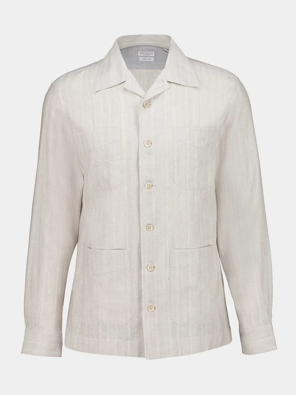 Rope Cotton and Linen Jacquard Stripe Easy Fit Guayabera sold by Fashion Clinic product image thumbnail 2