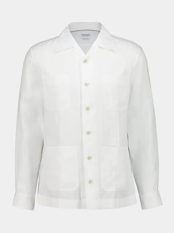 White Long-Sleeve Cotton Shirt sold by Fashion Clinic