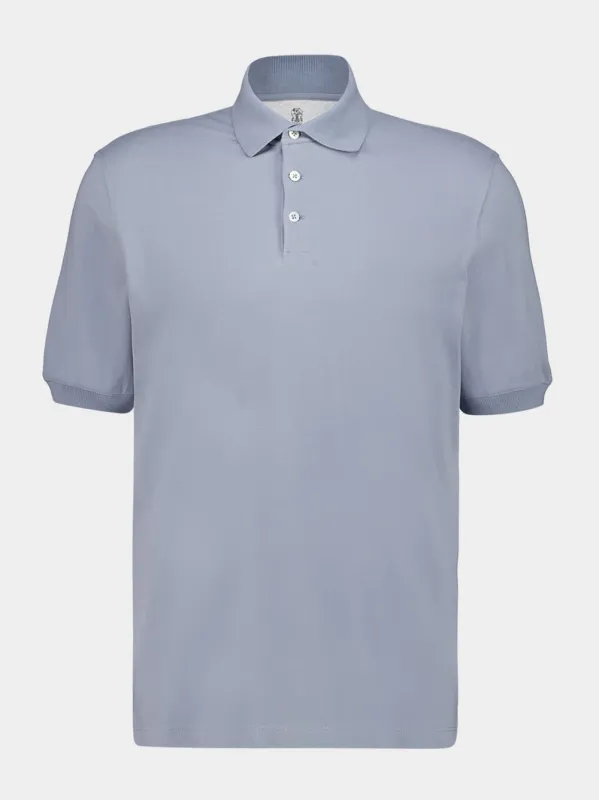 Medium Blue Cotton Polo Shirt sold by Fashion Clinic