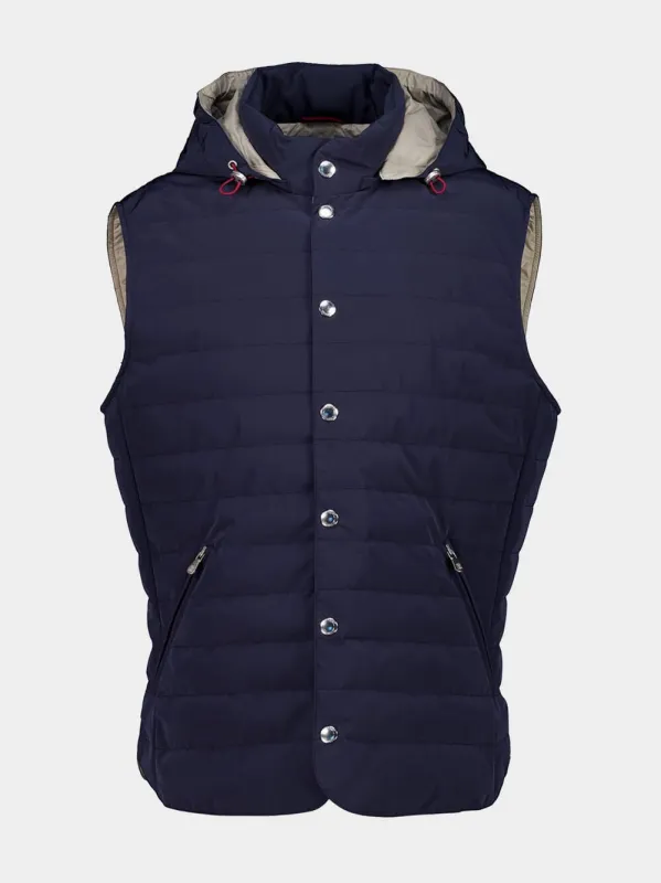 Blue Padded Hooded Vest sold by Fashion Clinic