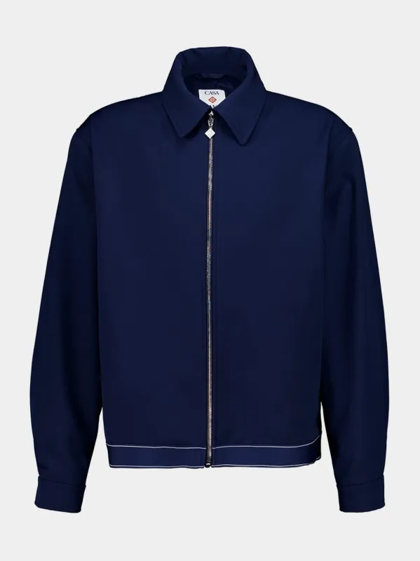 Navy Sports Jacket in Virgin Wool sold by Fashion Clinic