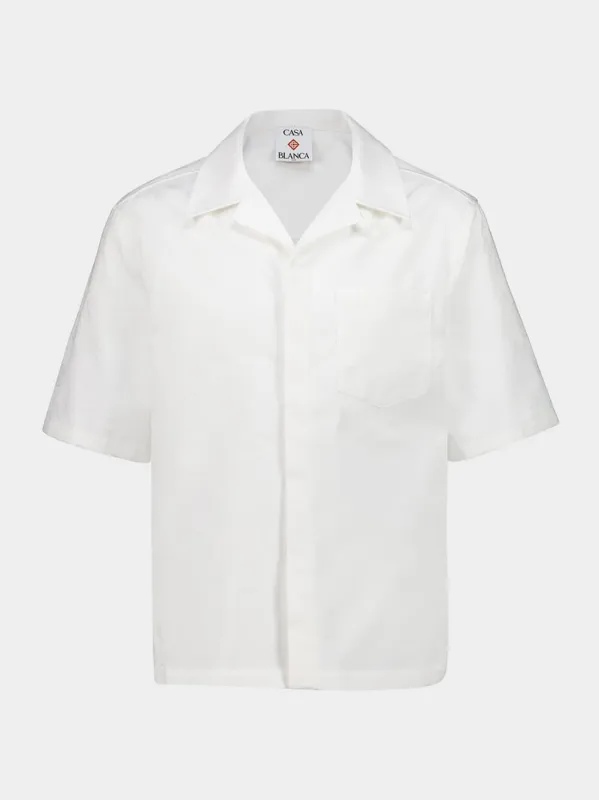 White Short-Sleeve Monogram Cotton Shirt made by Casablanca