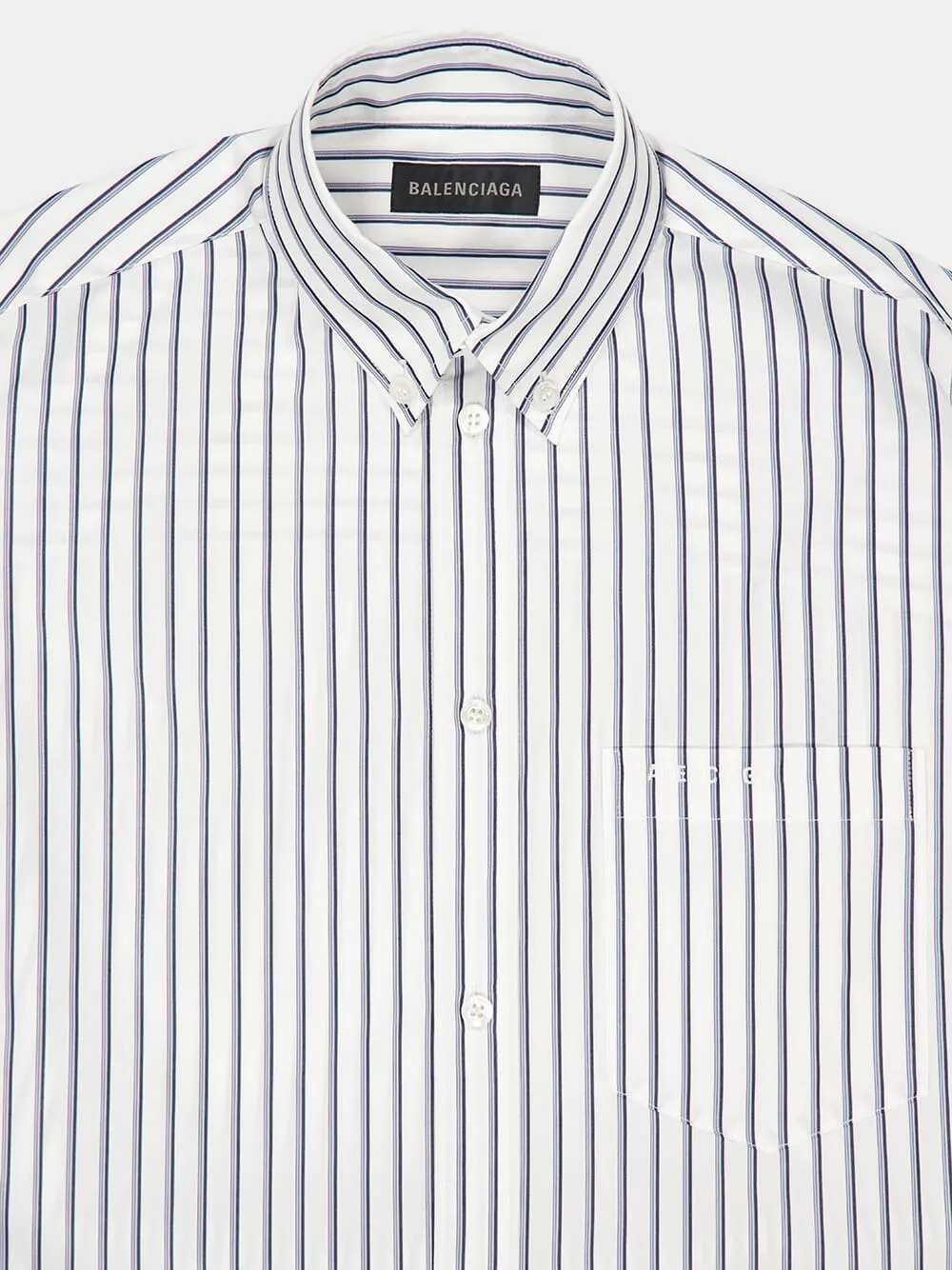 White and Blue Short Sleeve Tucked Cotton Shirt sold by Fashion Clinic product image thumbnail 3