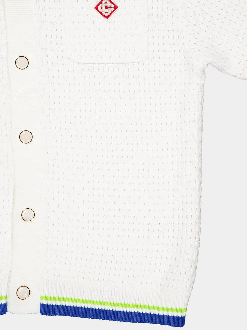 White Crochet Short-Sleeve Shirt sold by Fashion Clinic product image thumbnail 5