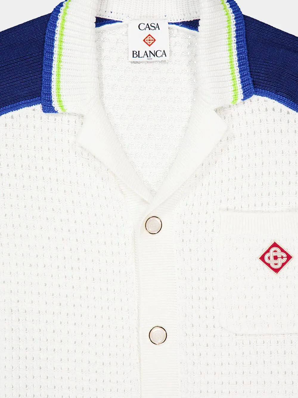 White Crochet Short-Sleeve Shirt sold by Fashion Clinic product image thumbnail 3