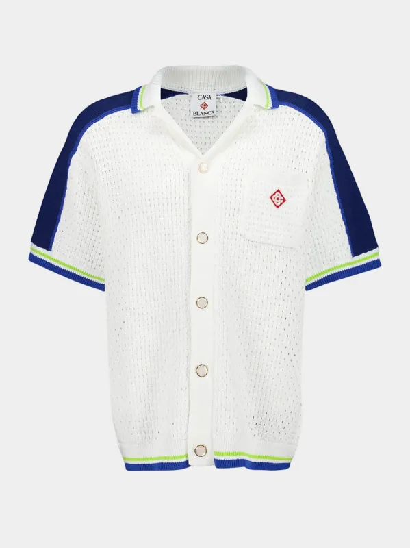 White Crochet Short-Sleeve Shirt sold by Fashion Clinic