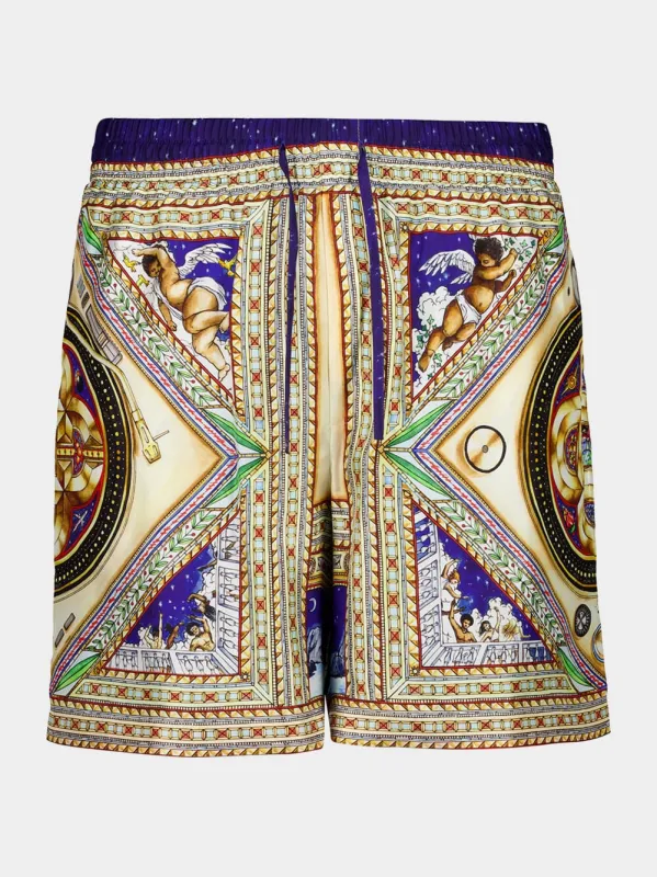Multicolour Silk Plafond Orné Shorts sold by Fashion Clinic