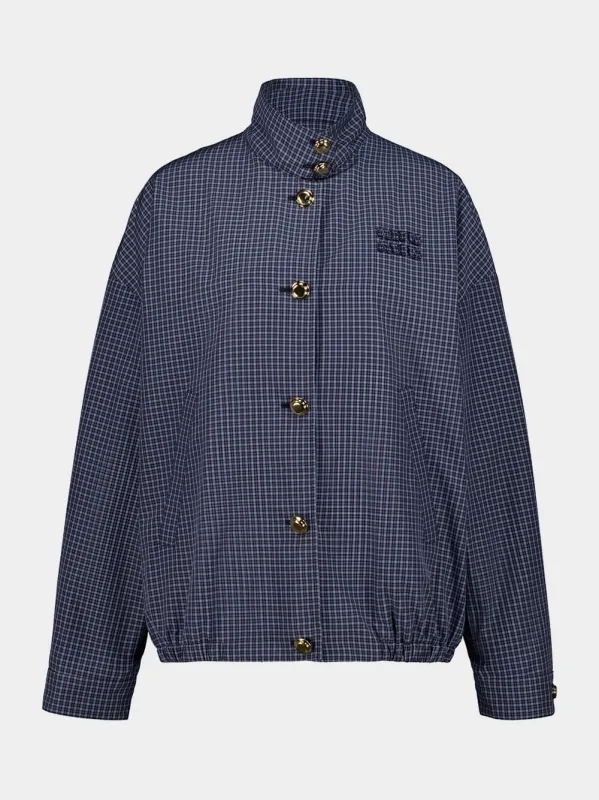 Navy Checked Technical Blouson Jacket sold by Fashion Clinic