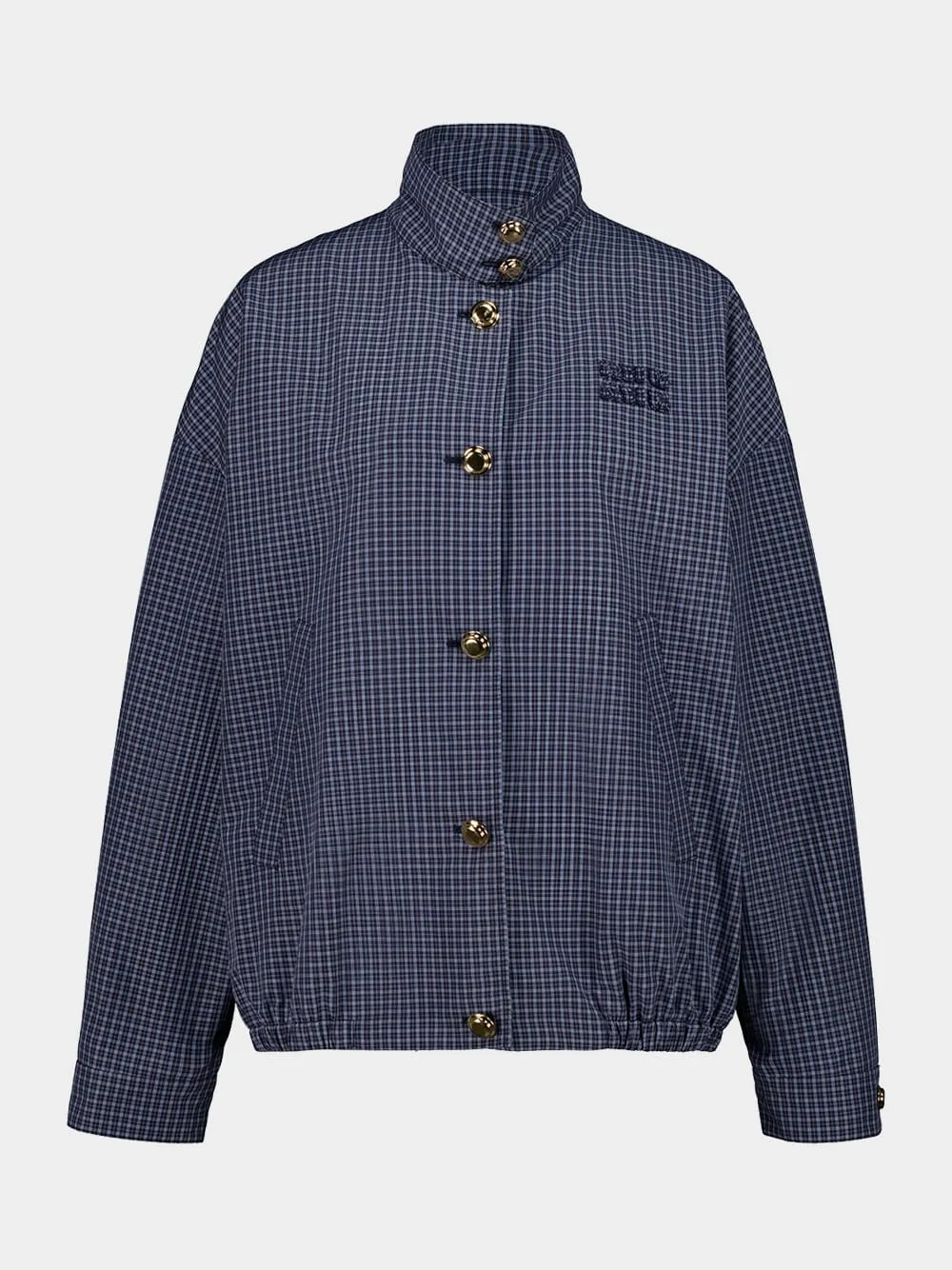 Navy Checked Technical Blouson Jacket sold by Fashion Clinic