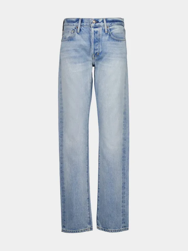 Pale Blue Straight-Leg Denim Jeans sold by Fashion Clinic