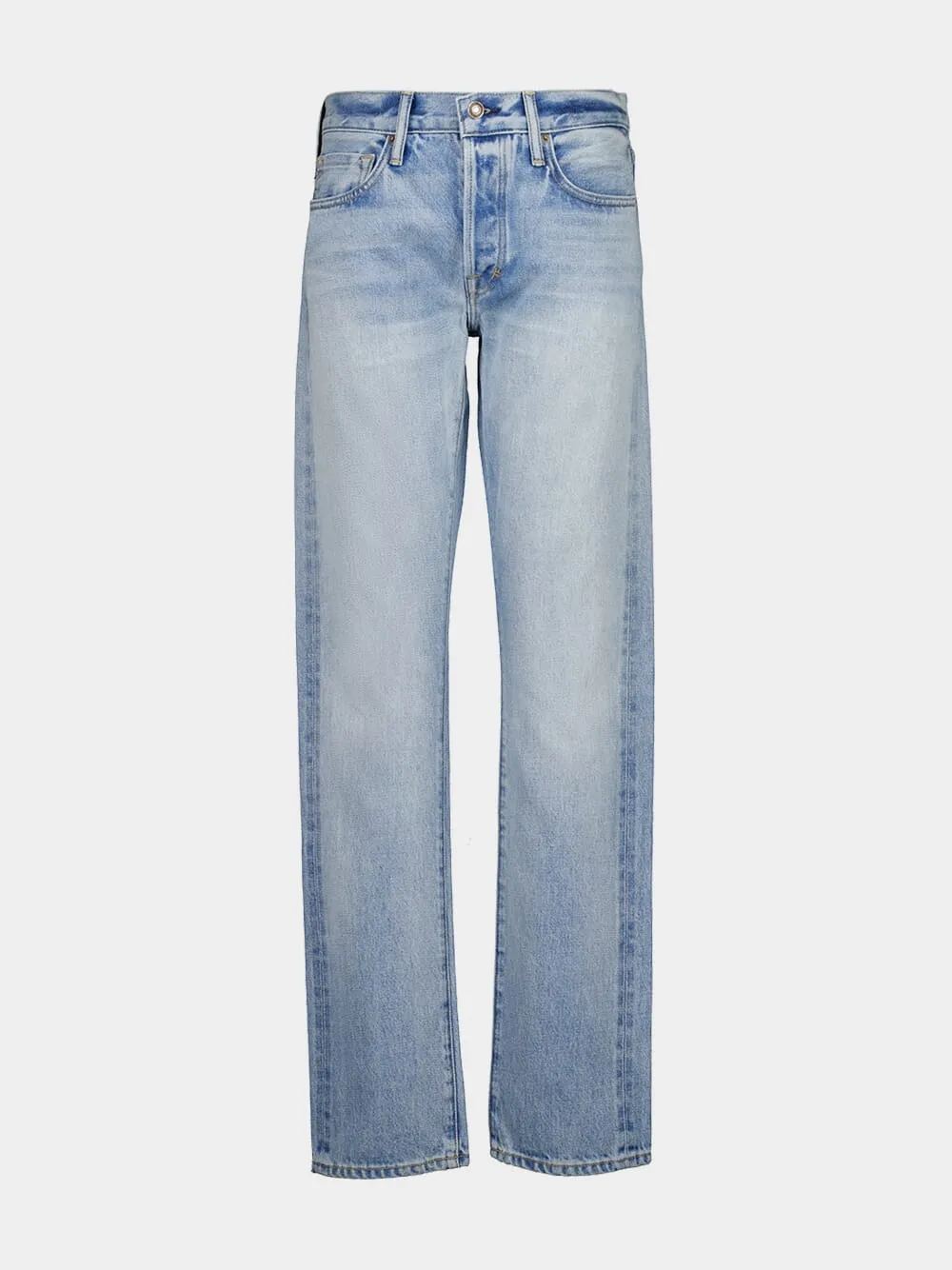 Pale Blue Straight-Leg Denim Jeans sold by Fashion Clinic