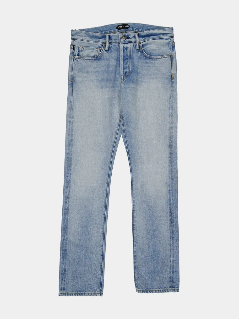 Pale Blue Straight-Leg Denim Jeans sold by Fashion Clinic product image thumbnail 5