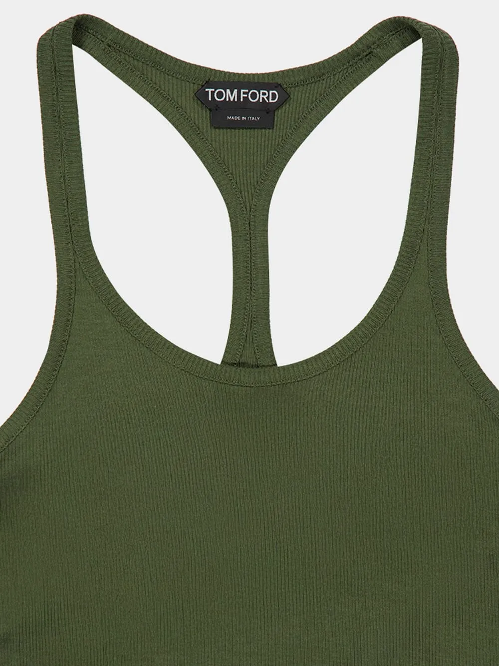 Dark Pine Ribbed Silk Tank Top sold by Fashion Clinic product image thumbnail 3