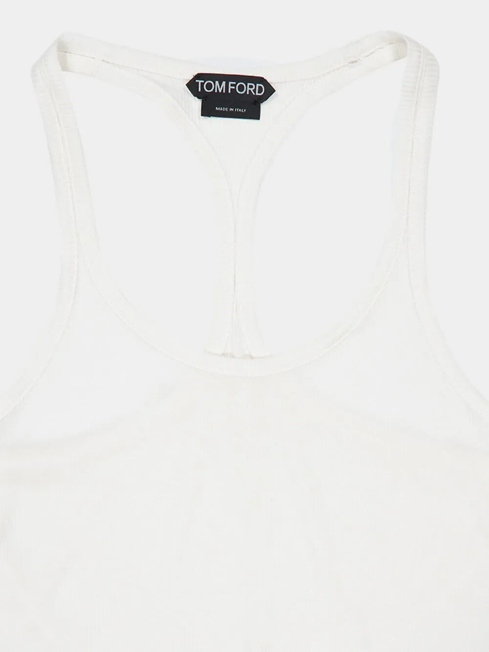 Optical White Ribbed Silk Tank Top sold by Fashion Clinic product image thumbnail 3