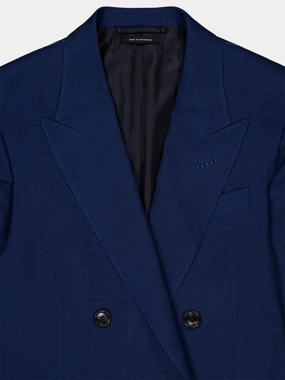 Prussian Blue Double-Breasted Wool Blazer sold by Fashion Clinic product image thumbnail 3