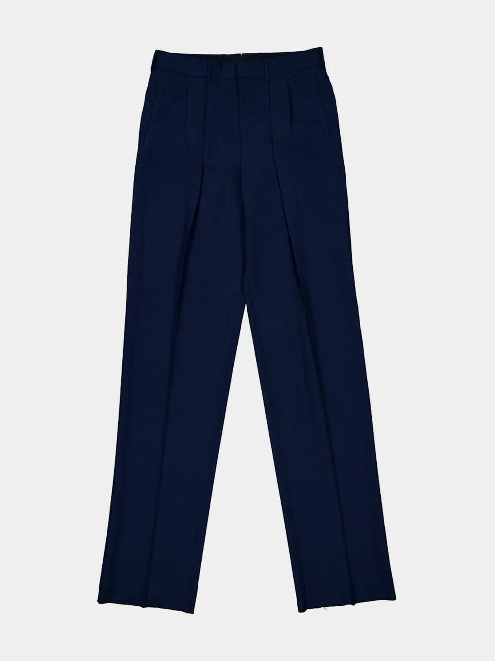 Prussian Blue Wool Pleated Trousers sold by Fashion Clinic product image thumbnail 5