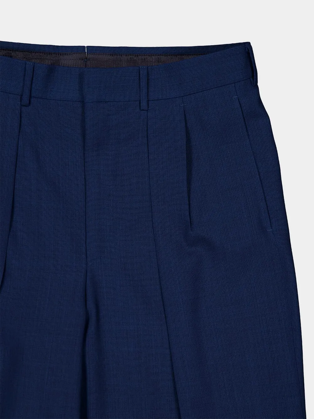 Prussian Blue Wool Pleated Trousers sold by Fashion Clinic product image thumbnail 3