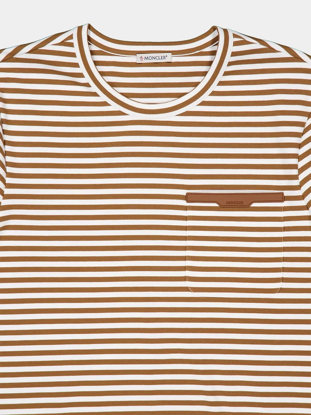 Beige Striped Cotton T-Shirt sold by Fashion Clinic product image thumbnail 5