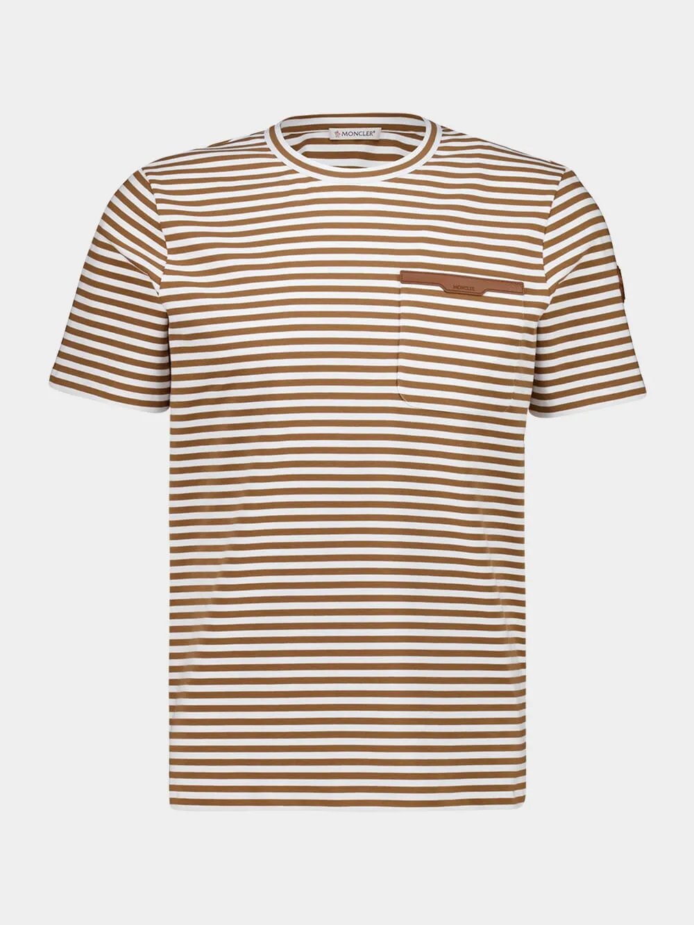 Beige Striped Cotton T-Shirt sold by Fashion Clinic product image thumbnail 2
