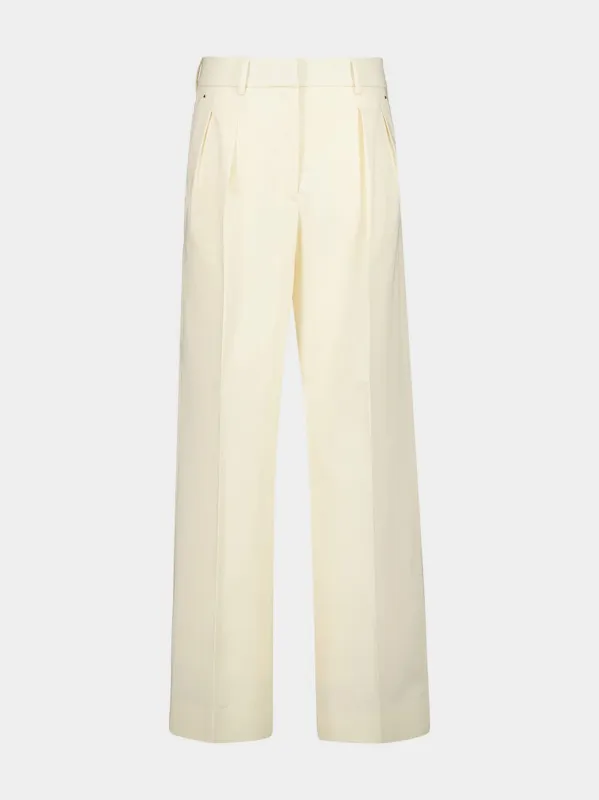 Natural Wide-Leg Cotton Gabardine Trousers made by Moncler