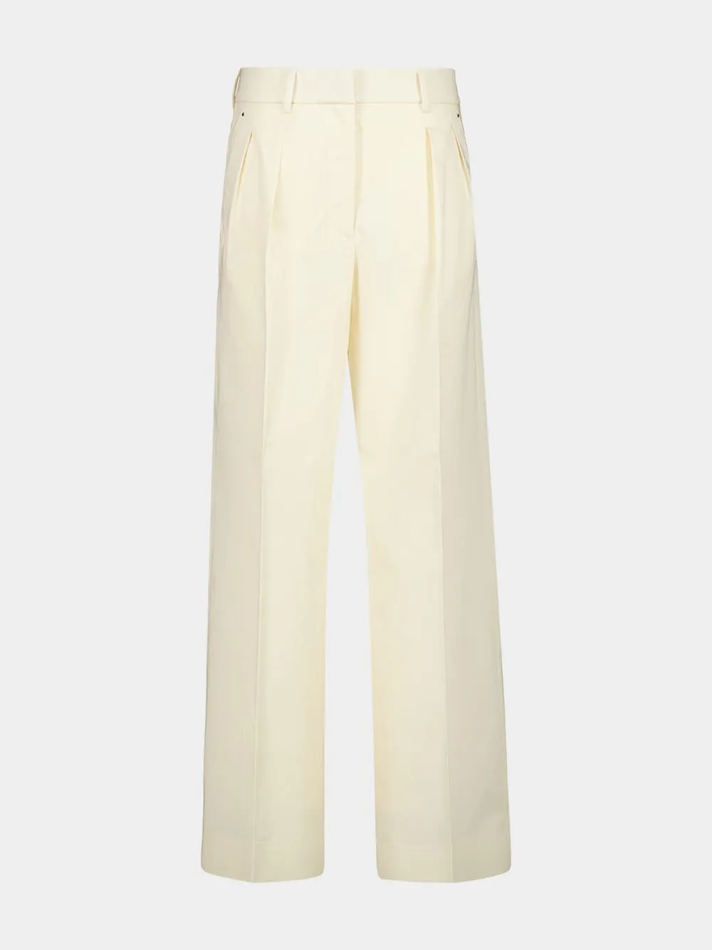 Natural Wide-Leg Cotton Gabardine Trousers sold by Fashion Clinic