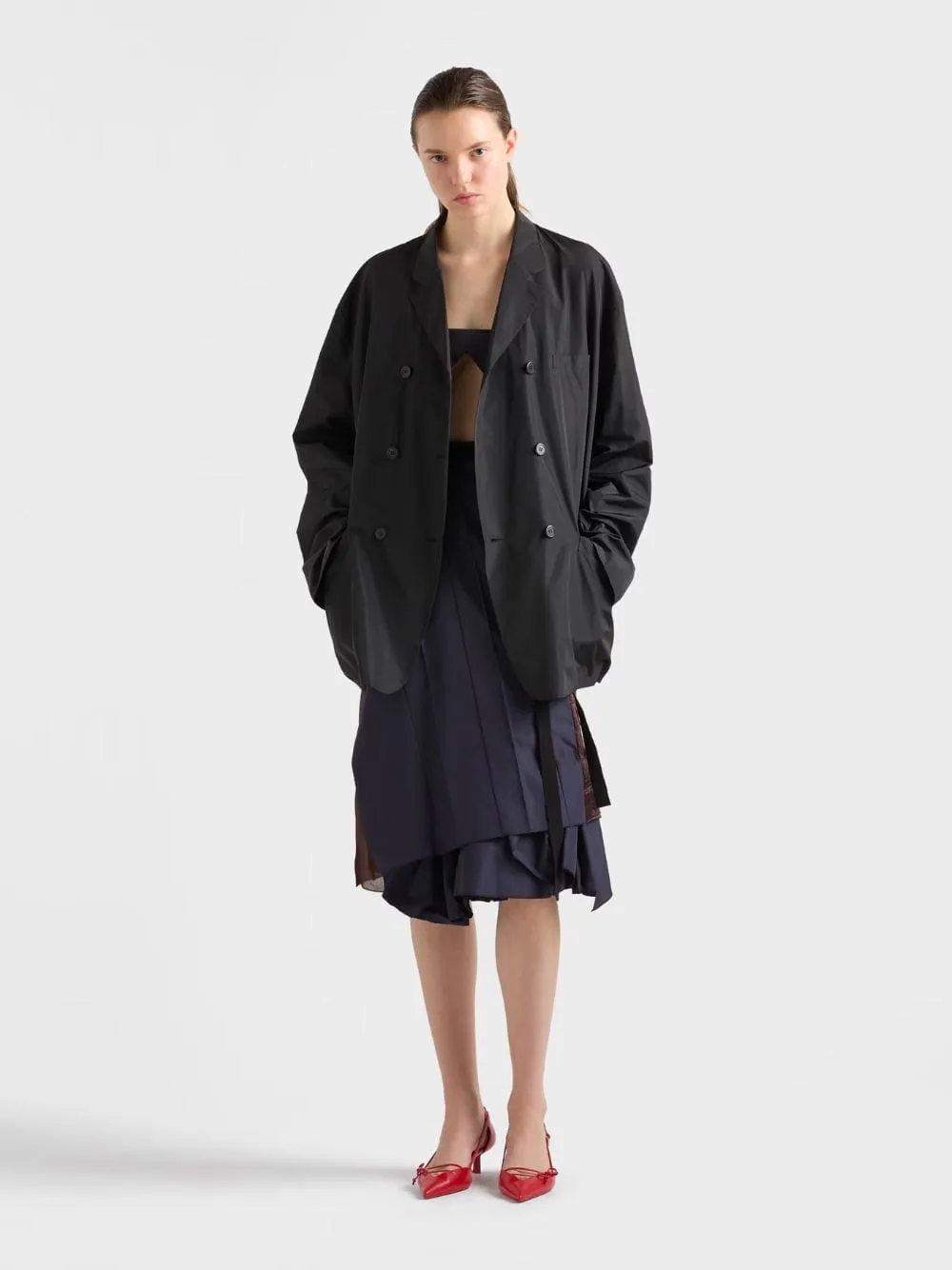 Black Double-Breasted Taffeta Jacket sold by Fashion Clinic