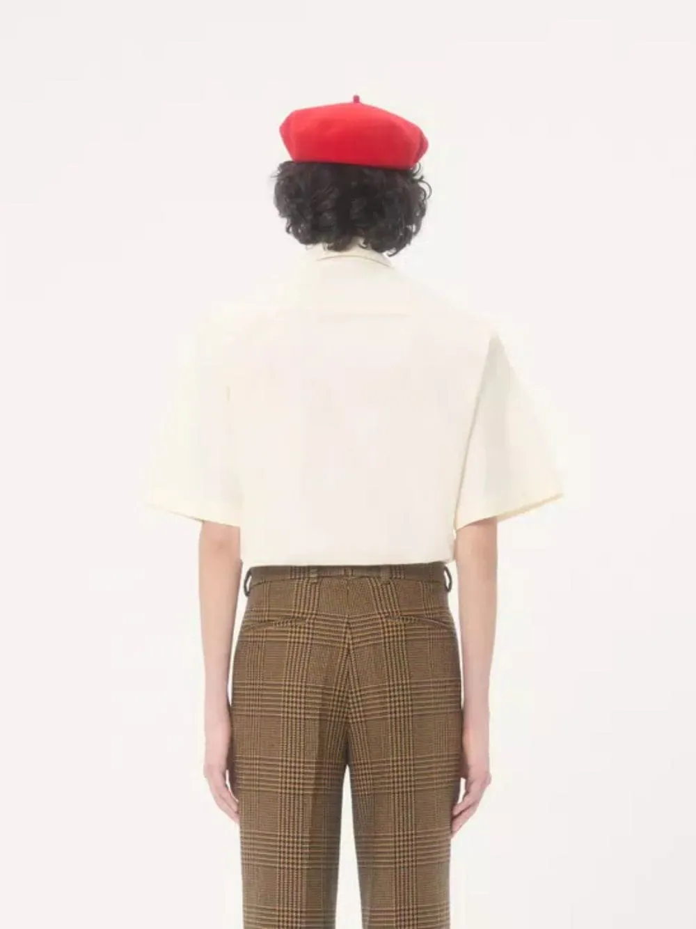 Ivory and Black Cotton Poplin Bowling Shirt sold by Fashion Clinic product image thumbnail 3