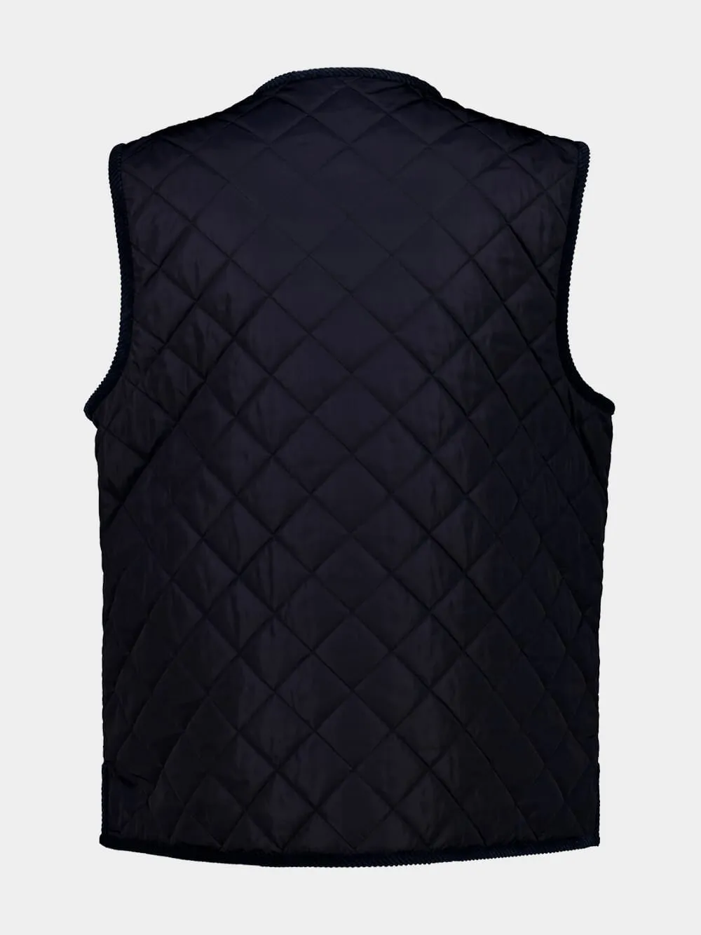 Navy Quilted Vest with Embroidered Patch sold by Fashion Clinic product image thumbnail 2