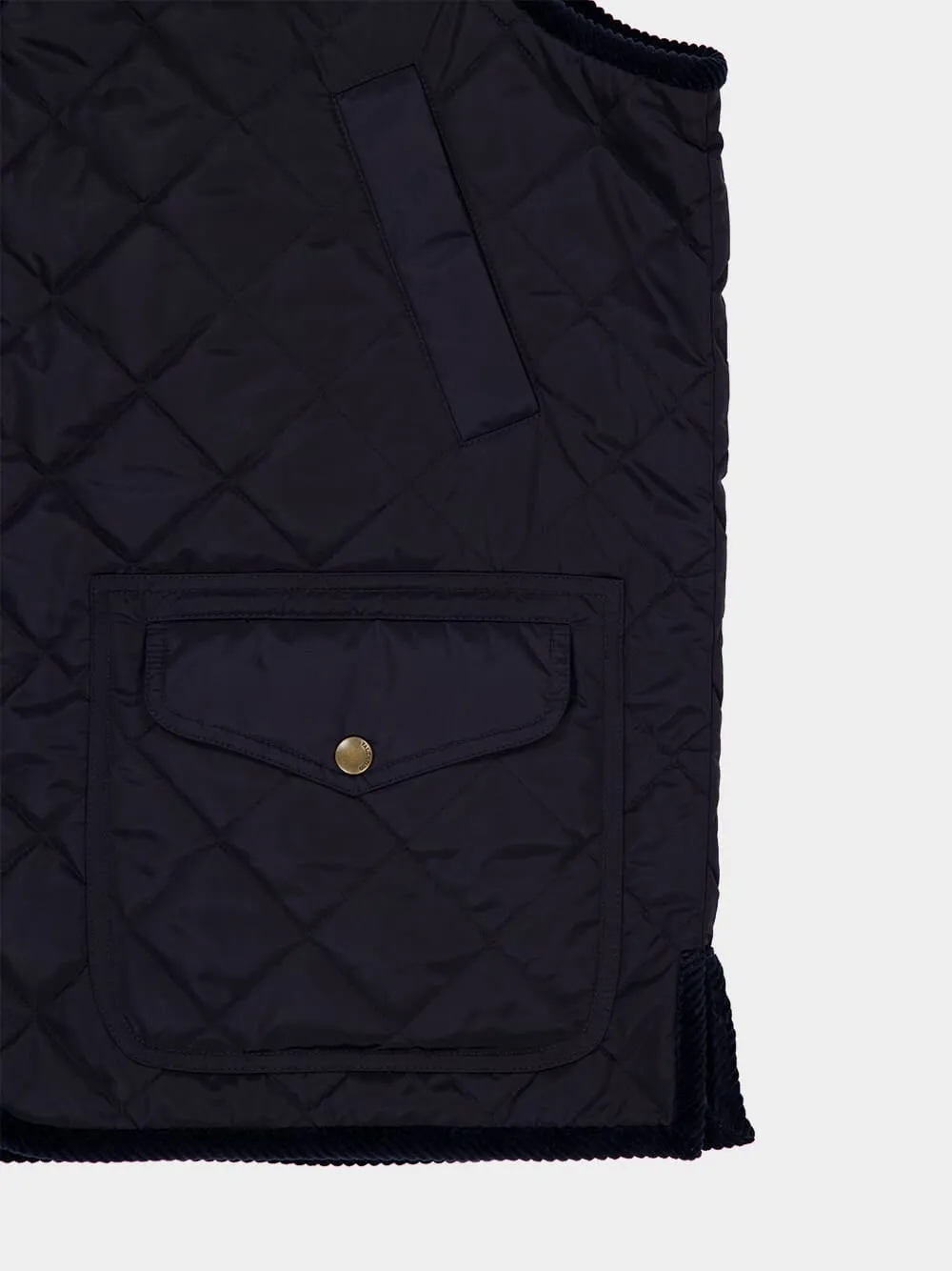 Navy Quilted Vest with Embroidered Patch sold by Fashion Clinic product image thumbnail 3