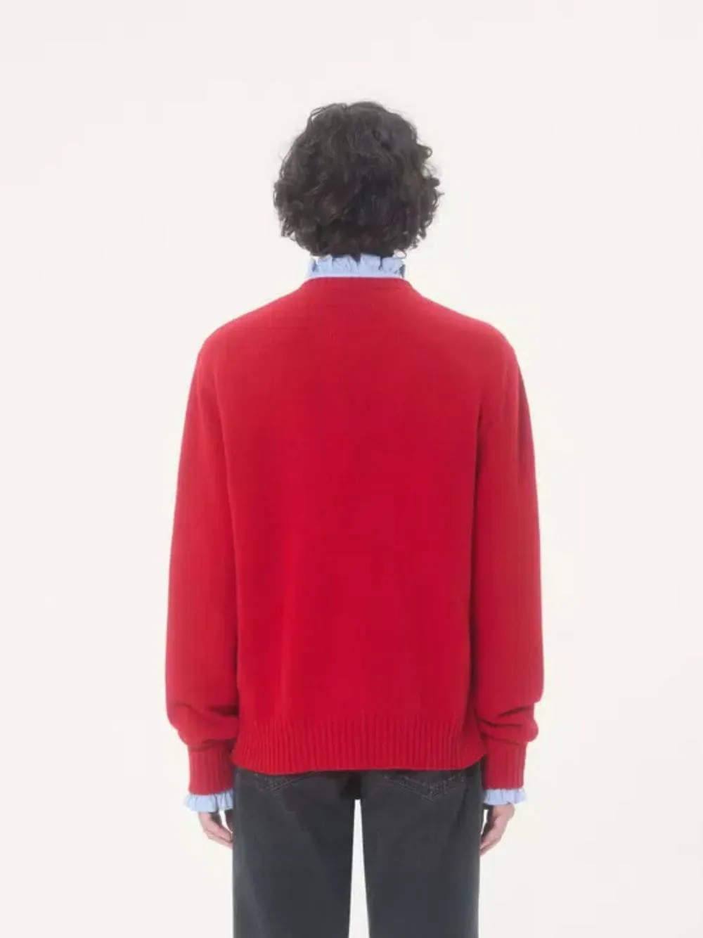 Red Wool Sweater with Chez Valentino and Panther Embroidery sold by Fashion Clinic product image thumbnail 4
