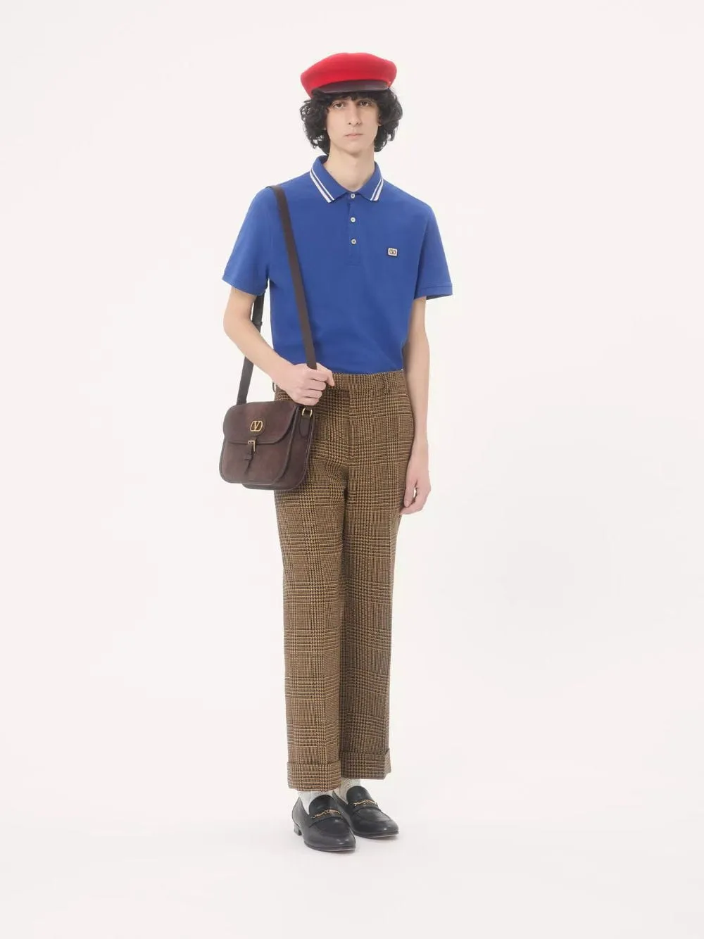 Blue Cotton Piqué Polo with VLogo Patch sold by Fashion Clinic product image thumbnail 2