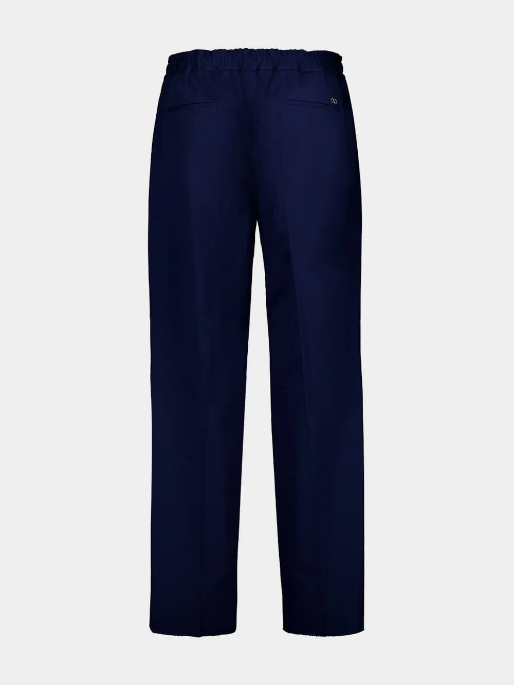 Blue Straight-Leg Cotton Trousers sold by Fashion Clinic