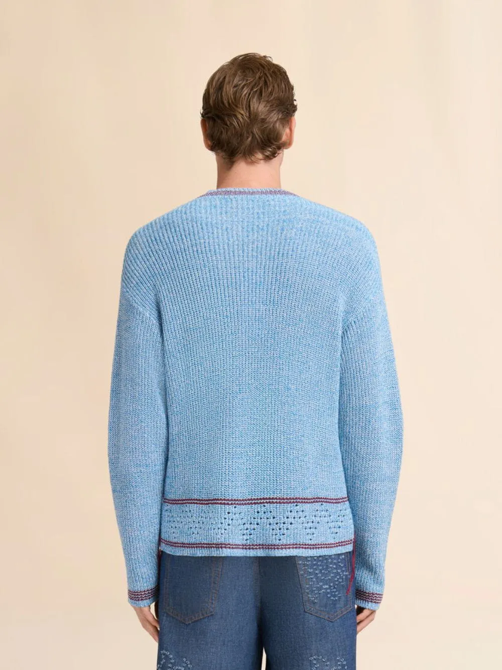 Celeste Blue Mouliné Cotton Sweater sold by Fashion Clinic product image thumbnail 4