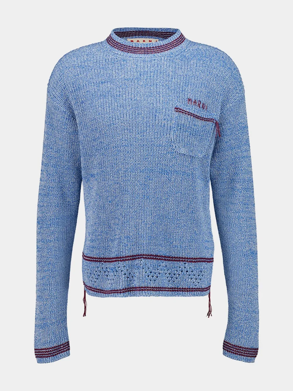Celeste Blue Mouliné Cotton Sweater sold by Fashion Clinic