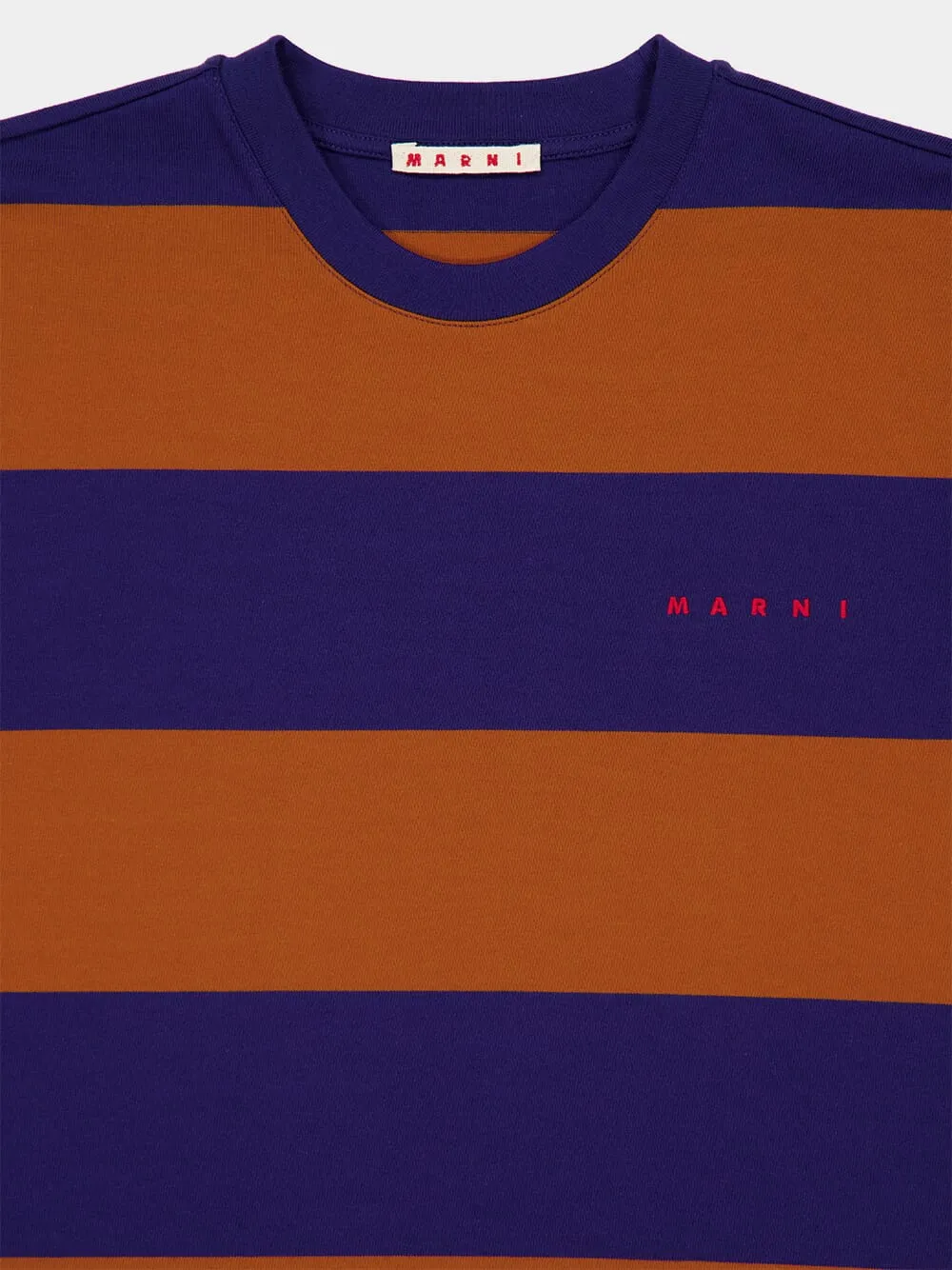 Ocean and Tobacco Stripe Cotton T-Shirt sold by Fashion Clinic product image thumbnail 3