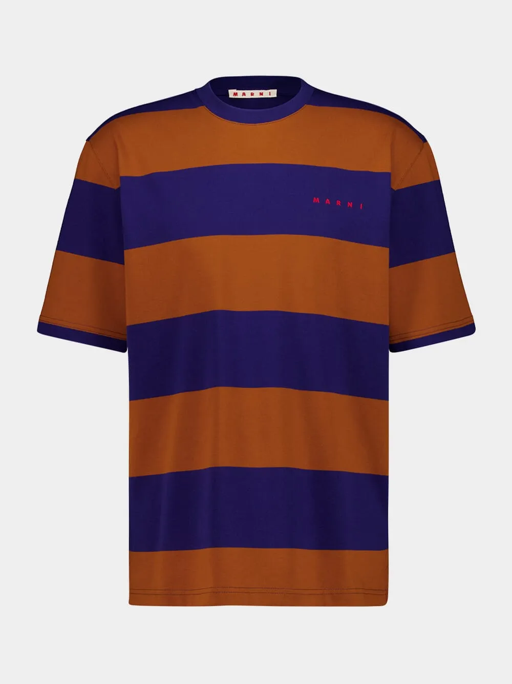 Ocean and Tobacco Stripe Cotton T-Shirt sold by Fashion Clinic