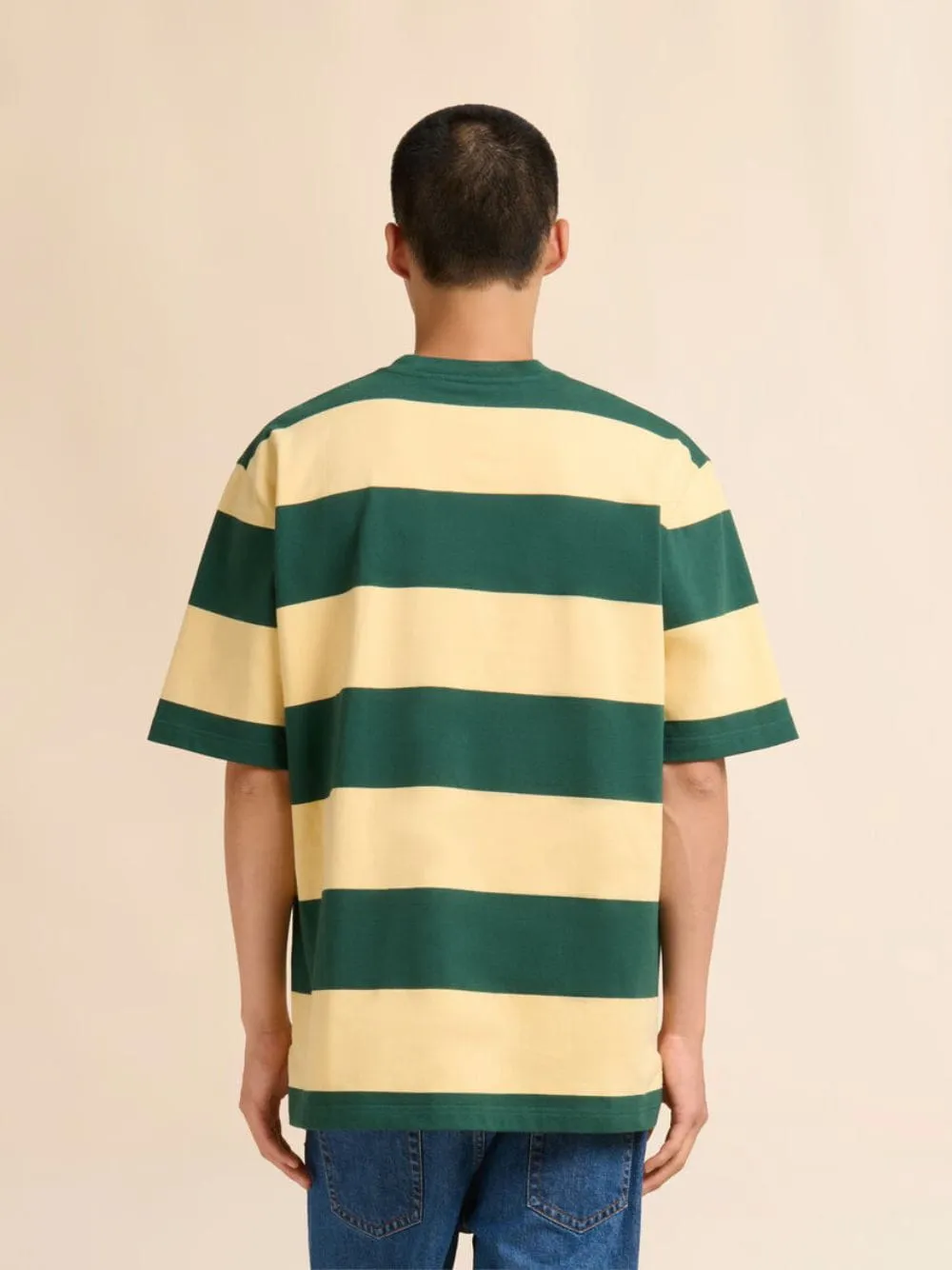 Emerald and Yellow Stripe Cotton T-Shirt sold by Fashion Clinic product image thumbnail 4