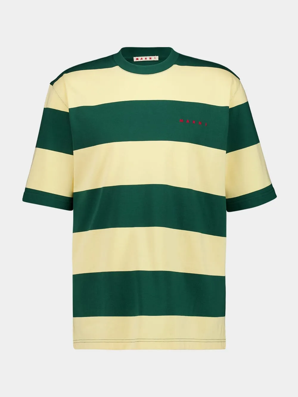 Emerald and Yellow Stripe Cotton T-Shirt sold by Fashion Clinic
