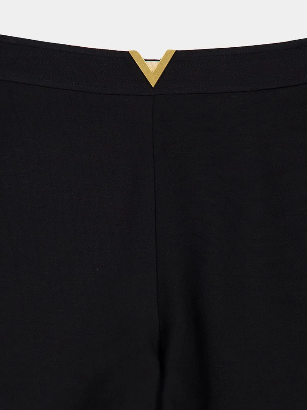 Black Crepe Couture Virgin Wool Shorts with V Detail sold by Fashion Clinic product image thumbnail 3