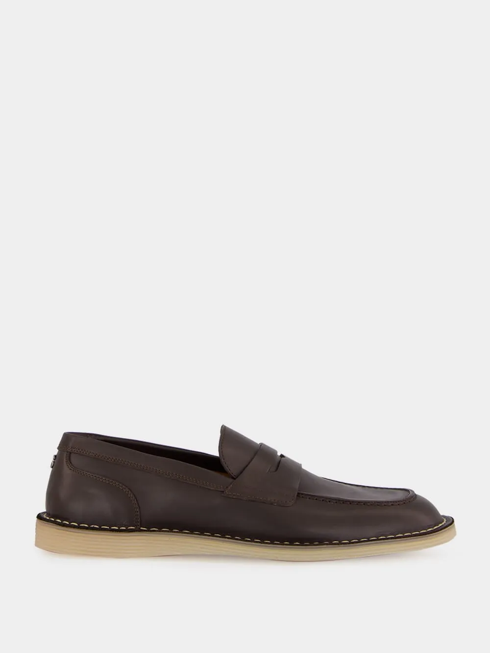 Brown Leather Loafers with DG Detail sold by Fashion Clinic
