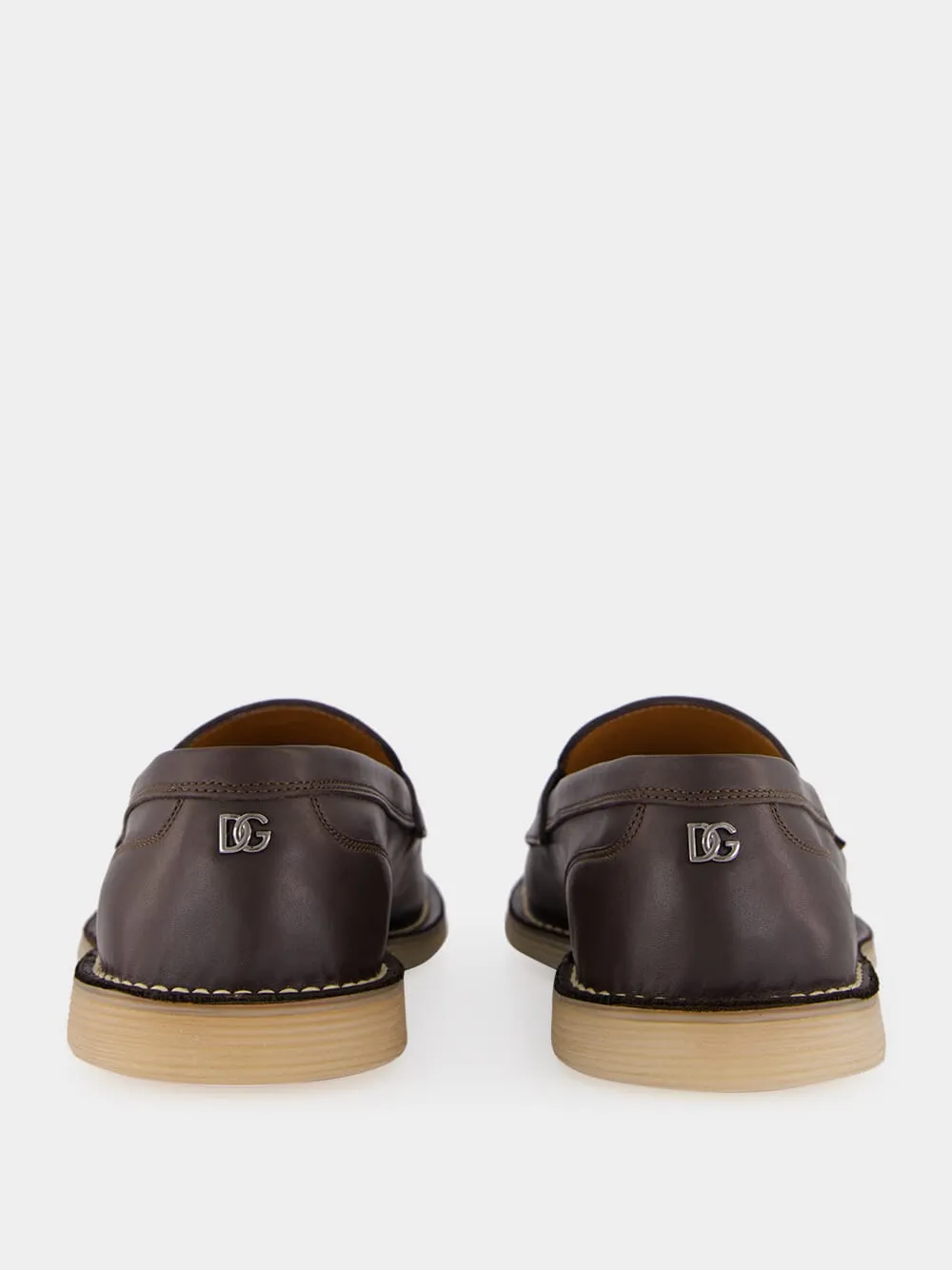 Brown Leather Loafers with DG Detail sold by Fashion Clinic product image thumbnail 5