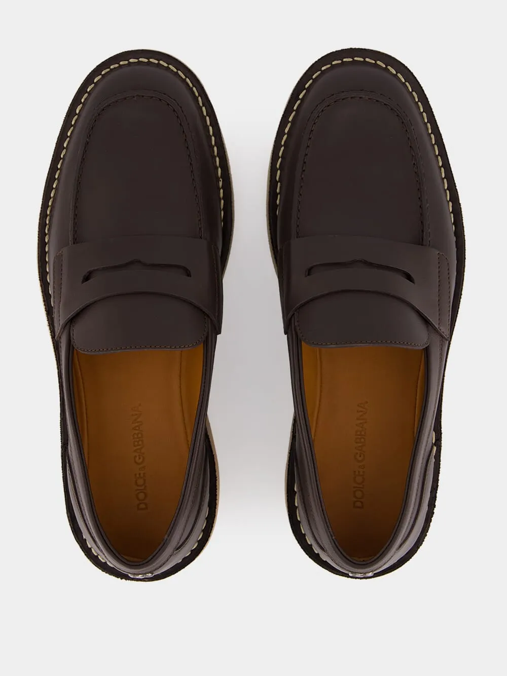Brown Leather Loafers with DG Detail sold by Fashion Clinic product image thumbnail 4