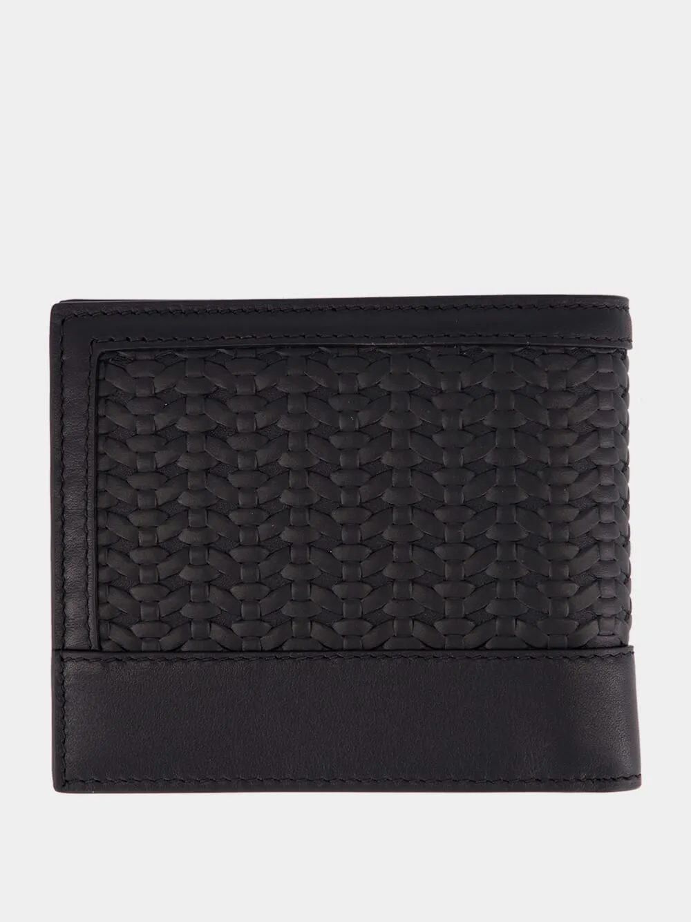 Black Woven Calfskin Leather Wallet sold by Fashion Clinic product image thumbnail 2