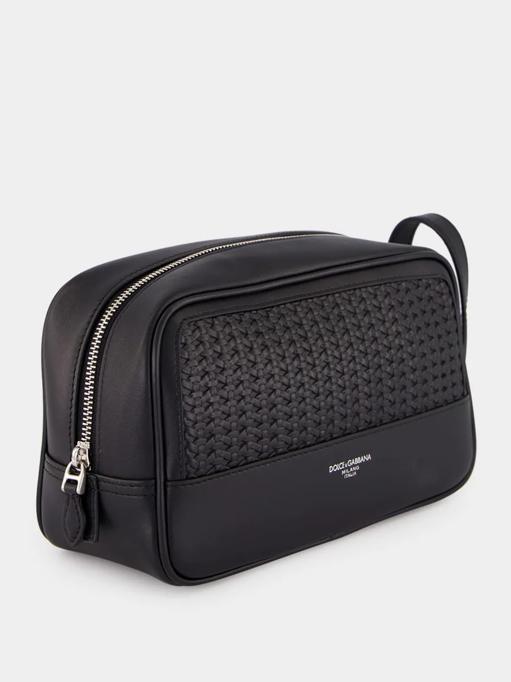 Black Woven Calfskin Leather Necessaire sold by Fashion Clinic product image thumbnail 2